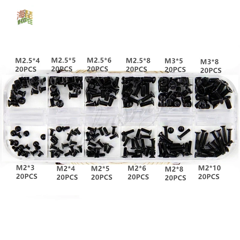

240Pcs M2 M2.5 M3 KM Screw Flat Head Phillips Screws Laptop Notebook Screws Set Kit for computer small screw