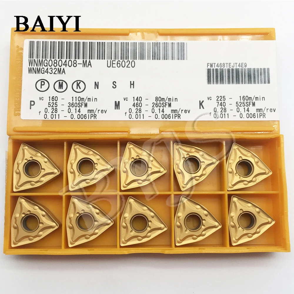 10 шт. WNMG080408 MA UE6020 WNMG432 CNC токарный Карбид вставка Поворотная лопасть для токарного
