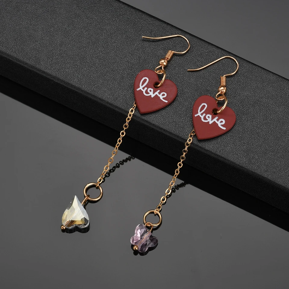 Милые висячие серьги в Корейском стиле красочные серьги-сердечки женские модные