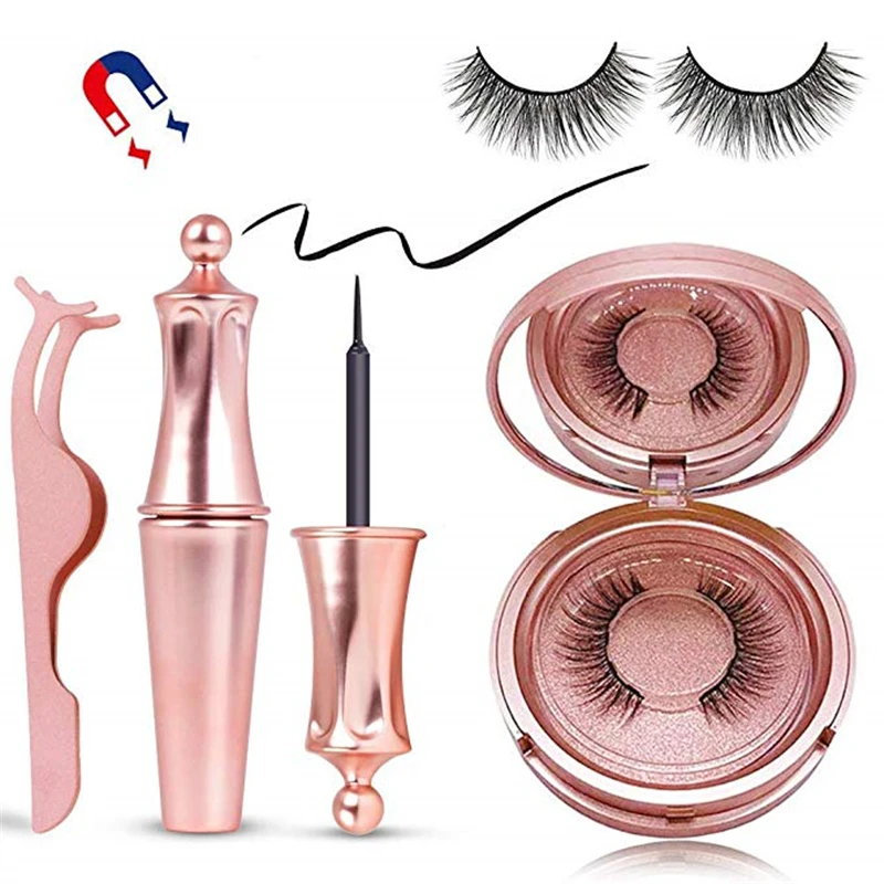 

New 5 magnetic false eyelashes magnetic eyeliner natural thick long false eyelashes waterproof easy to dry eyeliner cosmetics