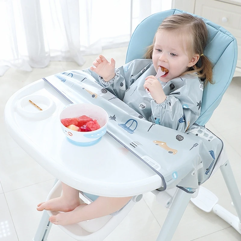 Bata de babero de manga larga para reci&eacute;n nacido, con cubierta de mantel, para silla de comedor de beb&eacute;, novedad de 2021-0