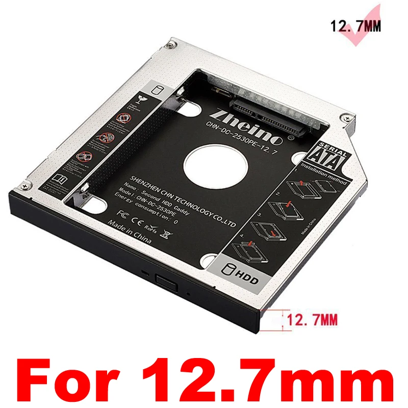 En-Labs 2,5 дюймов SATA 2-й HDD/SSD жесткий диск SATA для SATA caddy лоток для 9,5 мм ноутбука универсальный CD/DVD-ROM Оптический отсек - Цвет: 12.7mm Laptop
