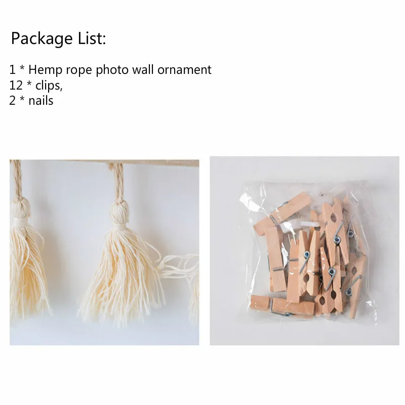 

DIY Photo Frame Hanging Postcard Display Stand Storage Racks Wedding Party Photo Props Hemp Rope Wooden Frame Home Decorations