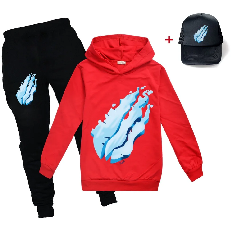 

2021 Children Autumn PRESTONPLAYZS Sports suit 3pcs set Girl BoysTracksuits Kids Clothing sets Casual clothes hoodies+Pants cap