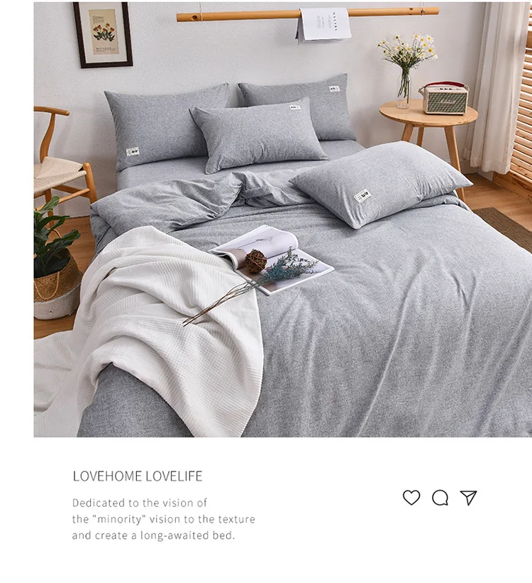 Color Cotton Four-piece Set Sheet Type Bed Sheet Four-piece Set Simple Duvet Cover Double Bed Sheet Single