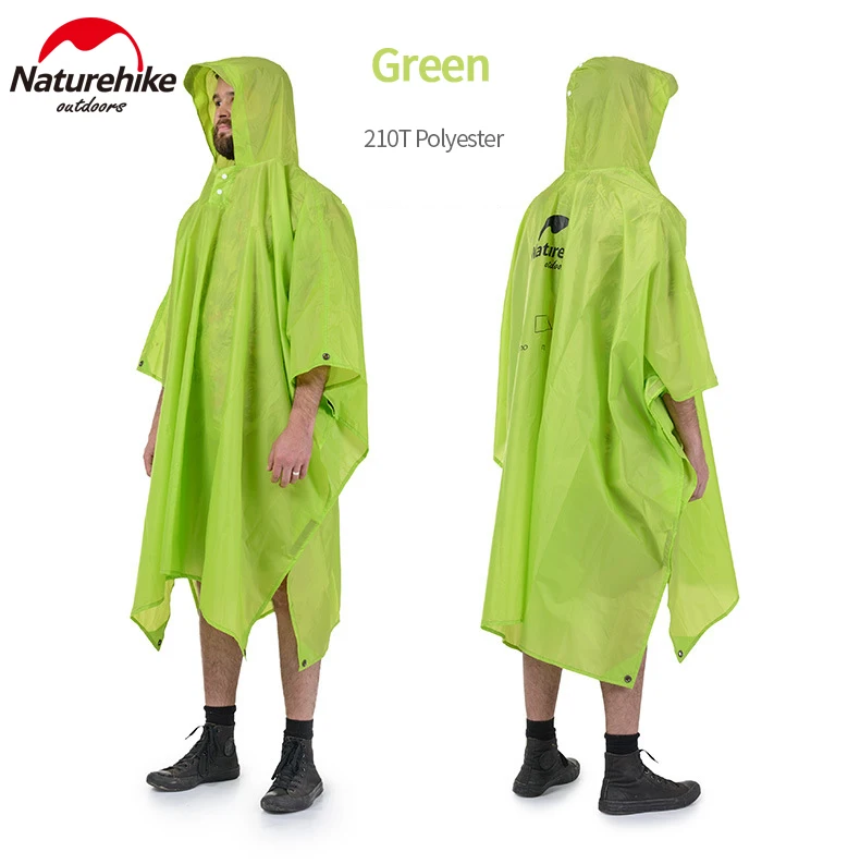 Green-210T-Plyester Naturehike Открытый дождевик 3 в 1 Многофункциональный дождевик непромокаемый портативный используется для коврики Палатка Туризм путешествия Кемпинг Рыбалка - Цвет: Green-210T-Plyester