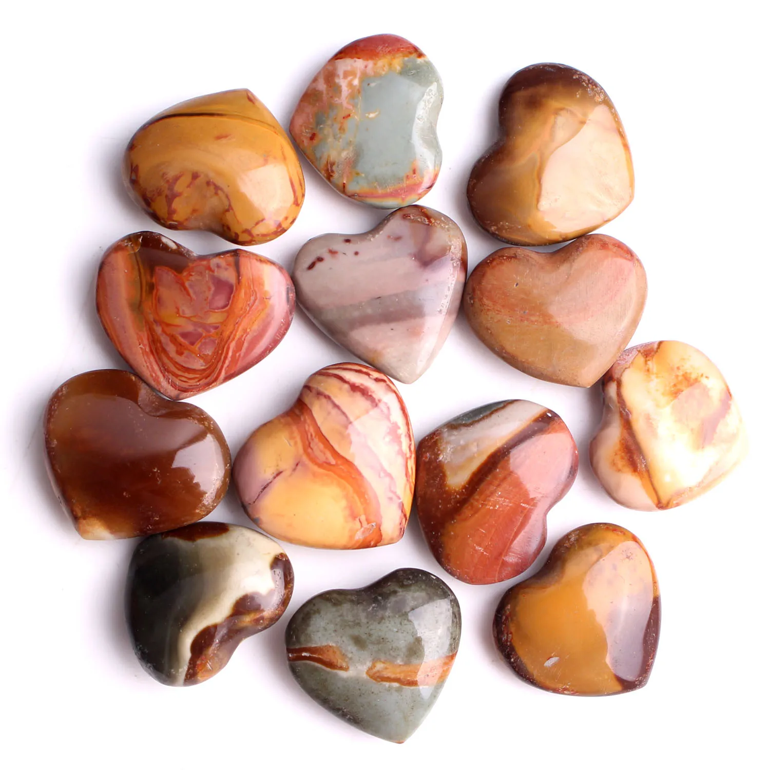 

20-25mm Natural Polished Love Polychrome Jasper Heart Ocean Stone Heart Shape Pendant Gemstone Necklace Reiki Healing Gift
