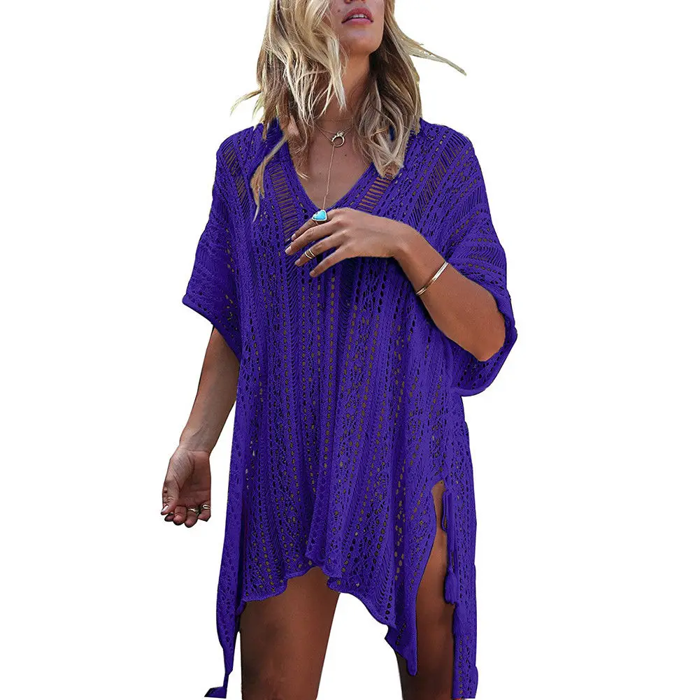 Летнее женское кружевное корсетное бикини накидка свободное короткий рукав v