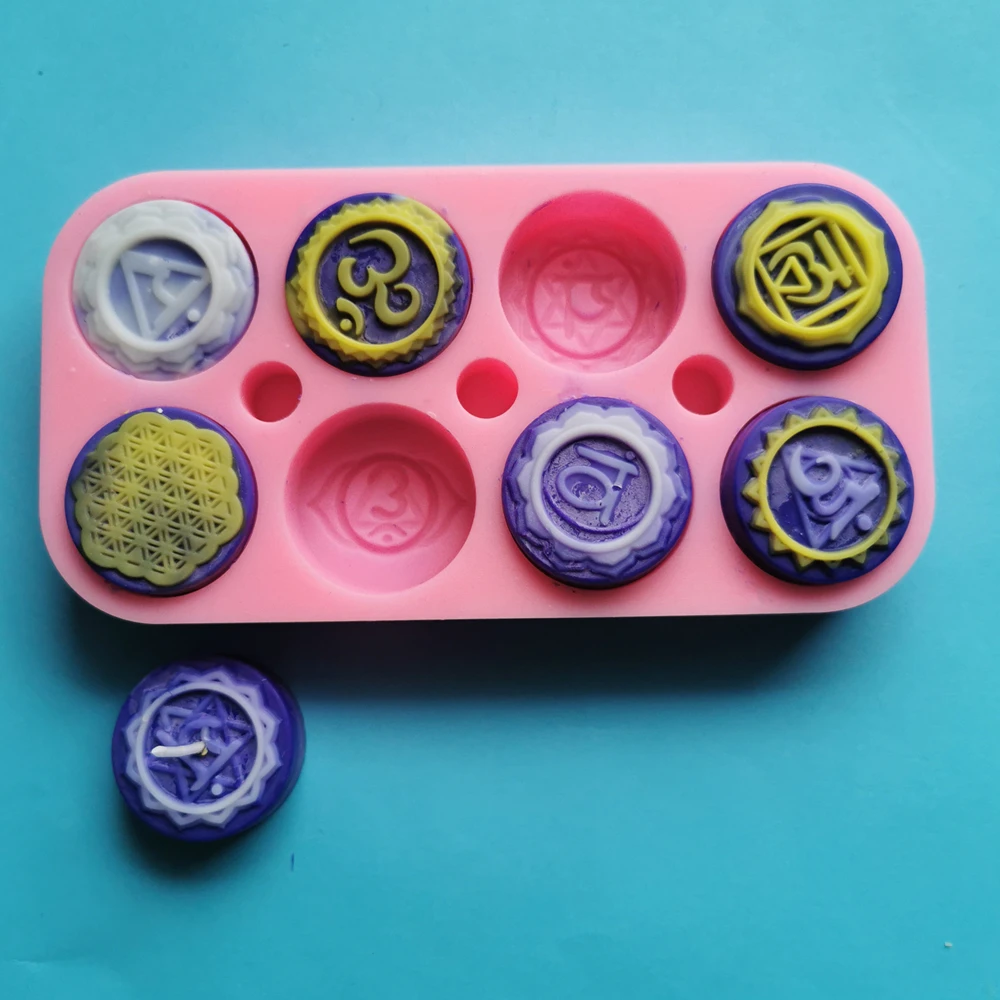 

Latest unique Soap Silicone Mold with Symbols Round Chakras Silicone diy candle making molds
