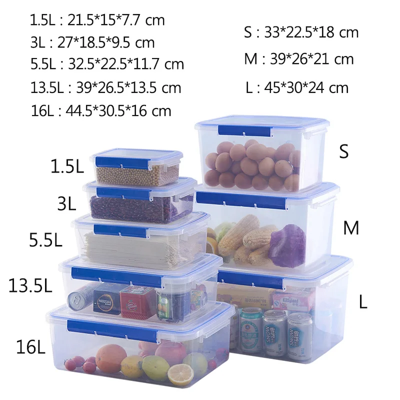 Storage Box Kitchen Tools Extra Large Capacity Sealed Rectangular Size Hotel Freezer Refrigerator | Дом и сад
