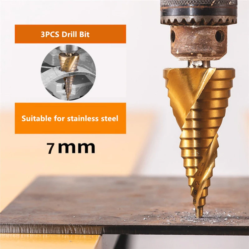 Набор спиральных конических сверл Hss 6542 3 шт. набор с шестигранными сверлами из