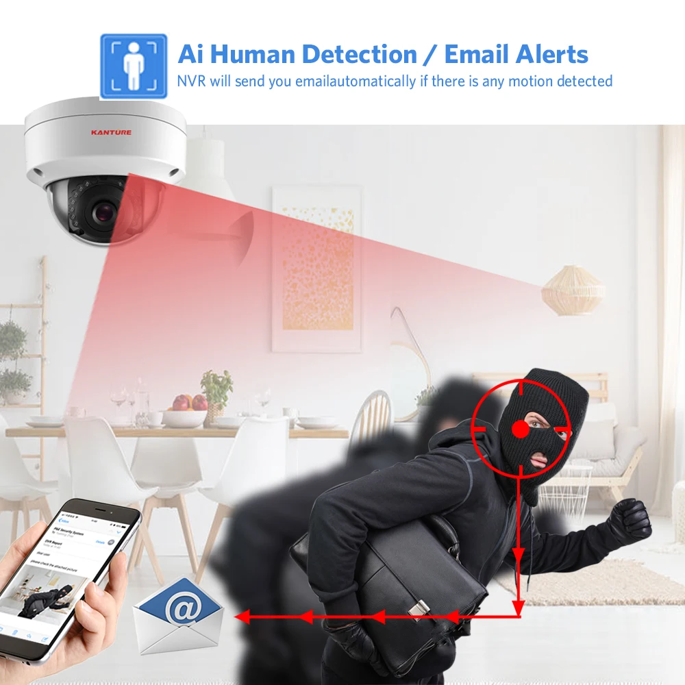 Система видеонаблюдения KANTURE H.265 + CCTV 8 каналов 5 МП POE NVR Аудиозапись лиц комплект