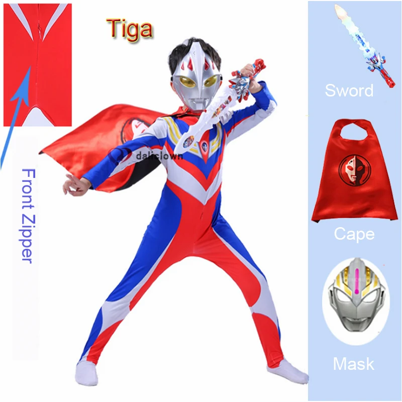 Костюм для Хэллоуина маленьких детей косплея Ultraman Tiga Zero Belial Ginga Geed Вечерние