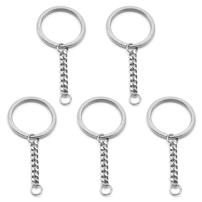 Брелок для ключей из полированной нержавеющей стали кольцо с разрезом и короткой