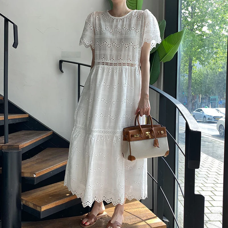 Женское длинное платье с широким подолом [EWQ] черное Свободное пышными рукавами и