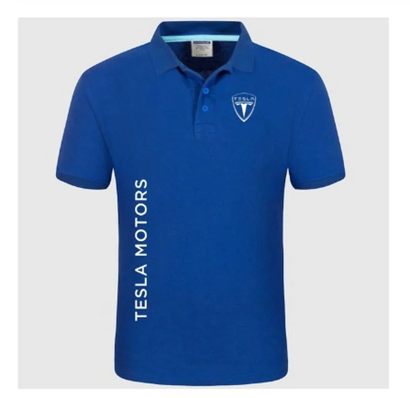 

2021 Brand New Men's Tesla logo Polo Shirt unisex Polo shirt Men Cotton Short Sleeve shirt clothes SizeS-