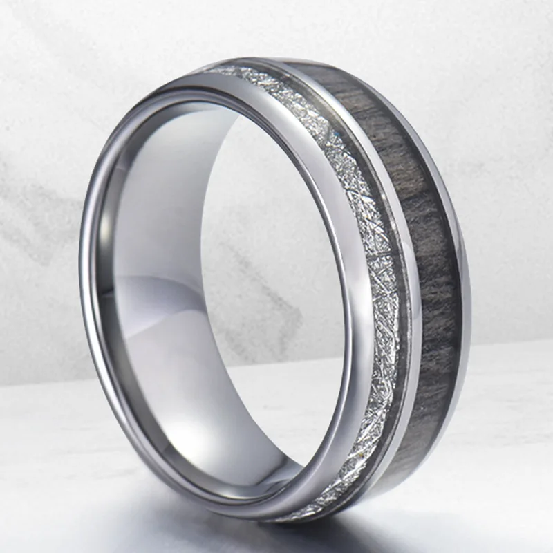 Новое 8 мм ширина нержавеющая сталь кольцо для мужчин полированная инкрустация