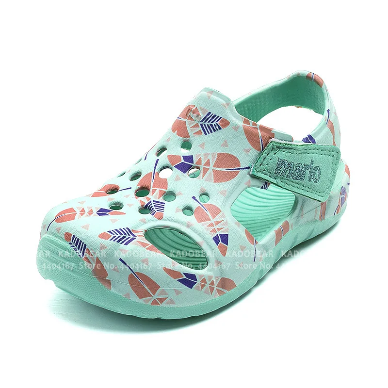 Детская домашняя пляжная обувь на плоской подошве с рисунком Летние тапочки для