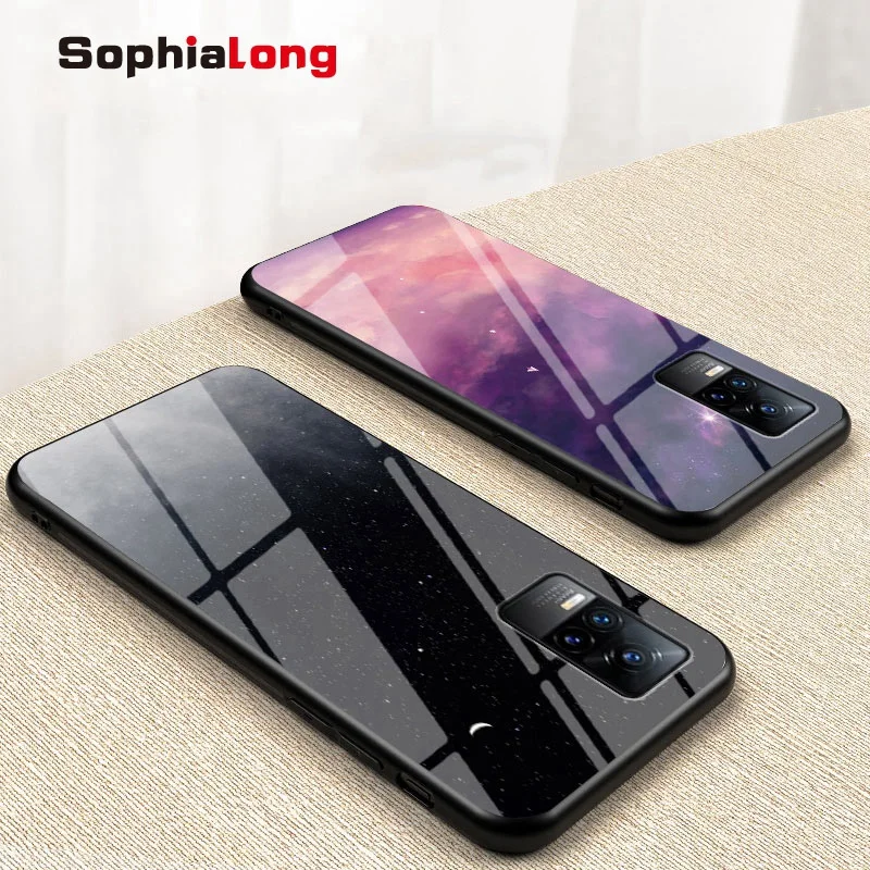 Чехол-накладка для VIVO V21E V21 E Y73 Y72 Y52 IQOO Z3 из закаленного стекла с защитой от царапин
