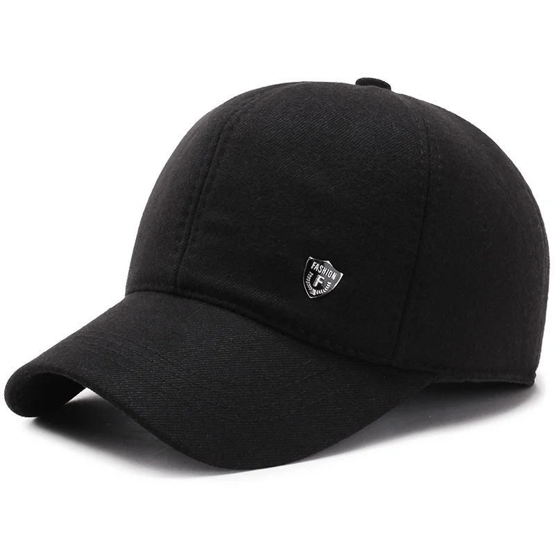 

Mens Winter Hat with Brim Warm Earflaps Hat Baseball Cap Hunting Trapper Dad Hat Sports Ear Flap Cap with Fold Earmuffs Warmer