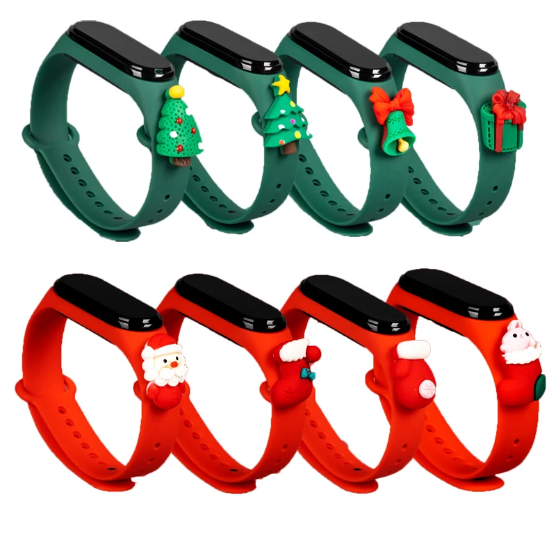 

New Year Cartoon Strap for Xiaomi Mi Band 6 5 4 3 Christmas Doll Replacement Wristband Smart Bracelet for Xiaomi Band 4 MiBand 3