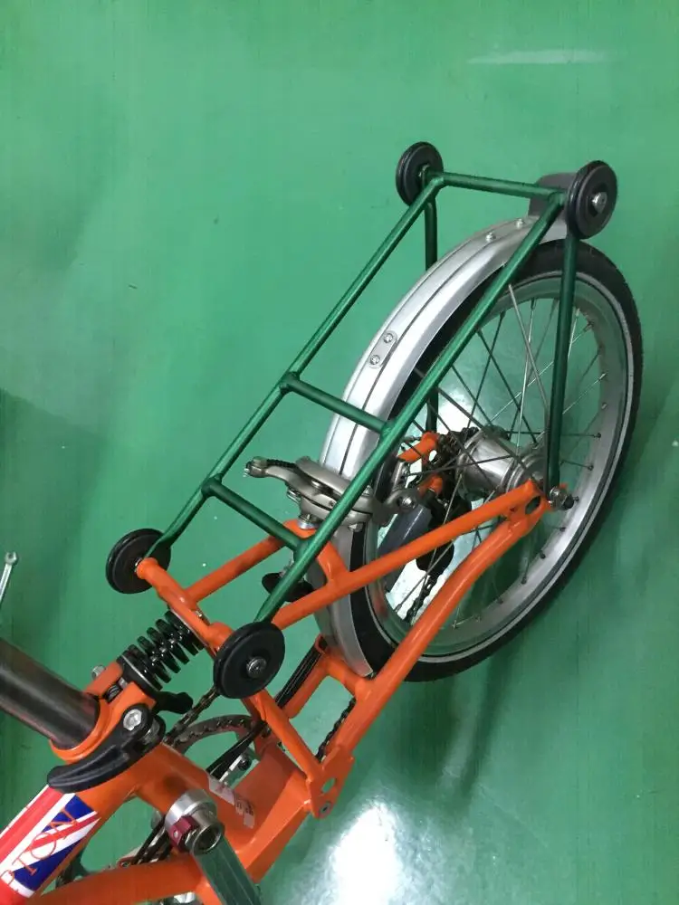 Задние велосипедные стойки Brompton, складные велосипедные грузовые стойки, легко Нажимаемые колеса, раздвижные велосипедные стойки, черный/серебристый/зеленый