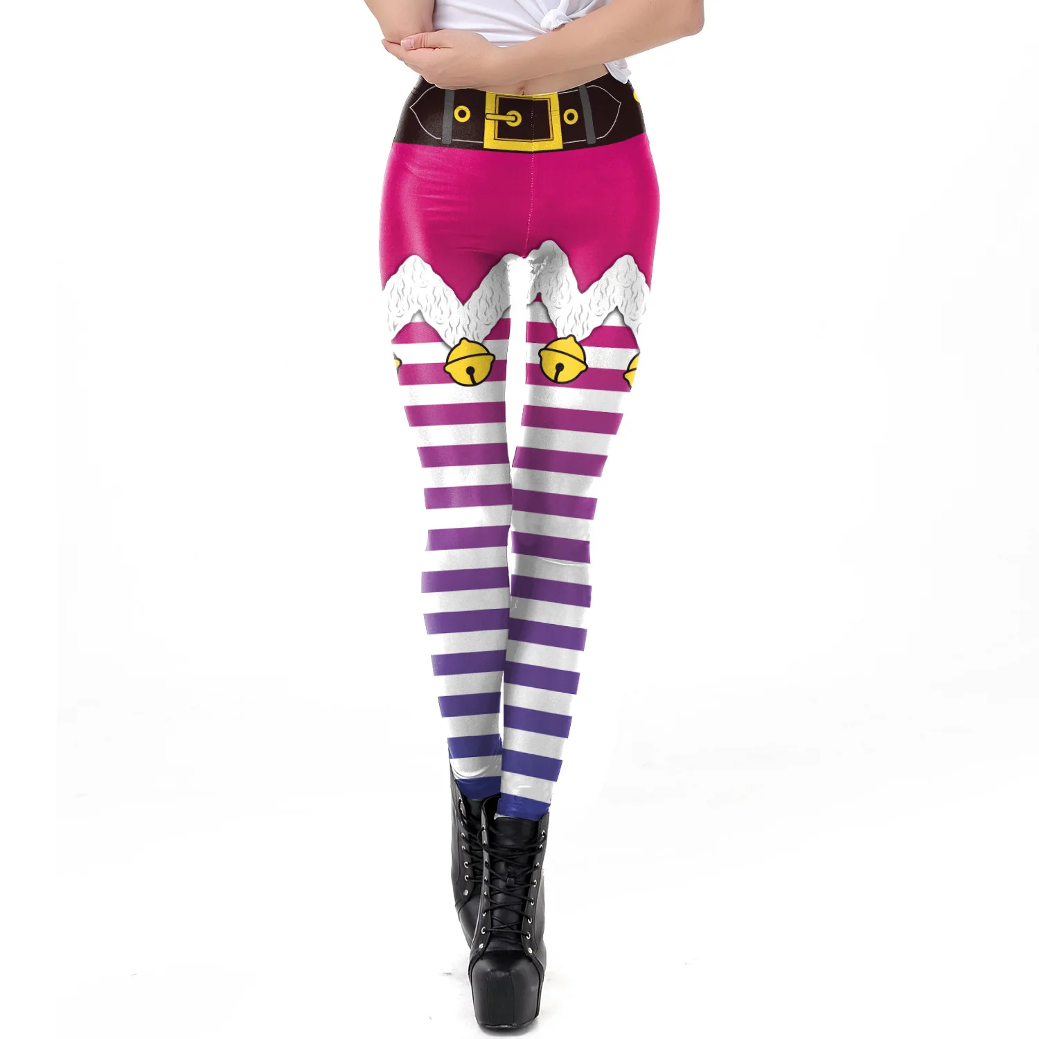 

2020 Christmas Party Club Legging Women Striped Stretch Pencil Pants High Waist Trousers Fall Winter Clothes Women's Leggings