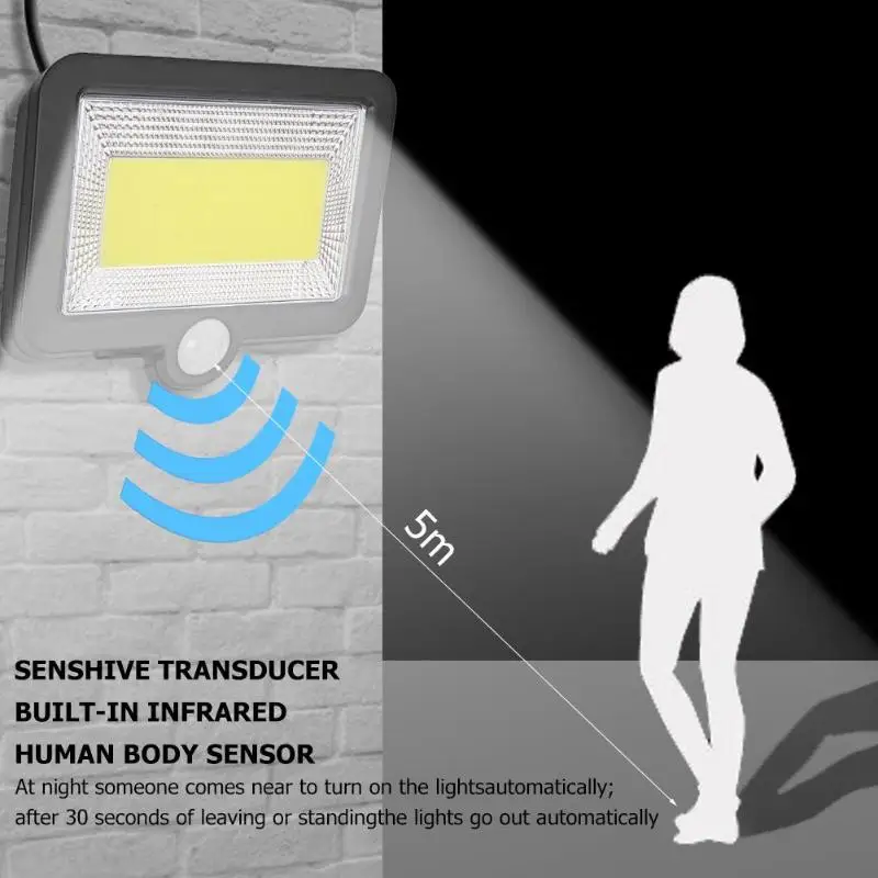 

100LED Solar Light Motion Sensor Waterproof Outdoor Path Lighting Garden Solar Lamp for Courtyar Street Energy Saving