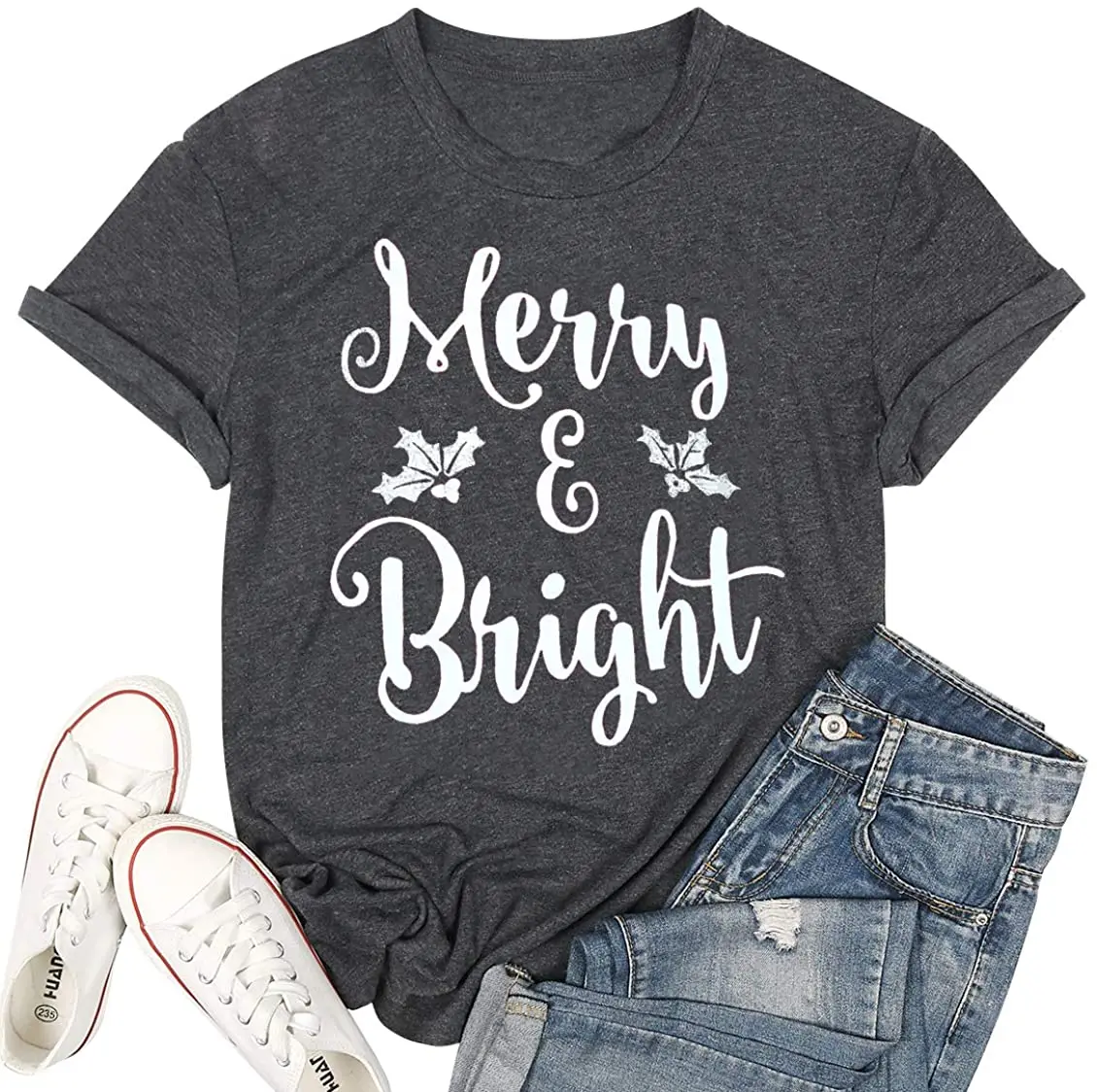 

DUTUT Merry and Bright Thanksg iving Tshirt Christmas Trendy Shirt Fashion Cotton Women Tshirts O Neck Casual Short Sleeve tops