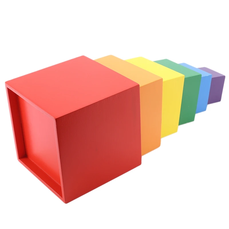 

6 Pcs Baby Toys Wooden Rainbow Boxs Toys For Kids Creative Rainbow Building Blocks Early Educational Toy Children Gift