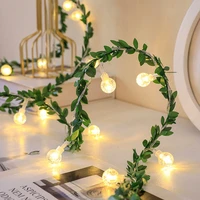 2m3m4m6mled string lights green leaf sepak takraw garland christmas wedding decoration fairy light usbbattery powered