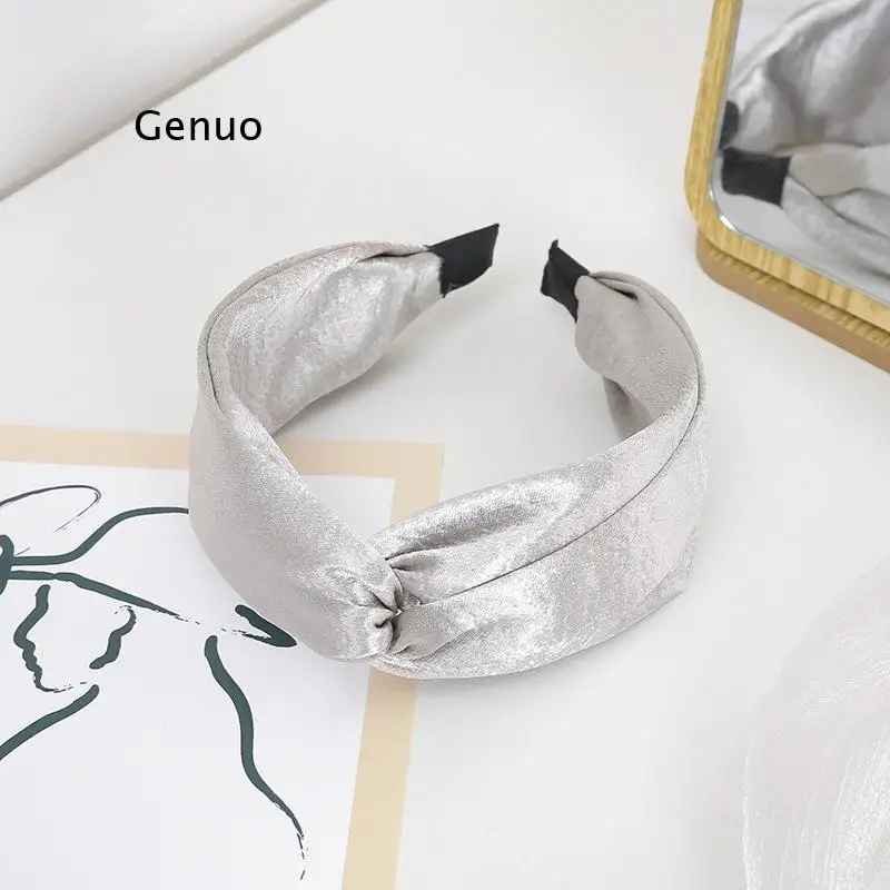 

Ободок для волос женский атласный, блестящий обруч с перехлёстом, элегантный однотонный ободок с узлом, аксессуары для волос
