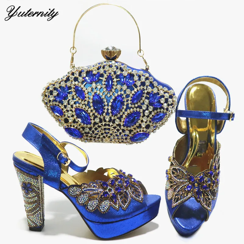 Новый итальянский комплект стразы серебро Цвет из обуви и сумки 2021 Лидер продаж в