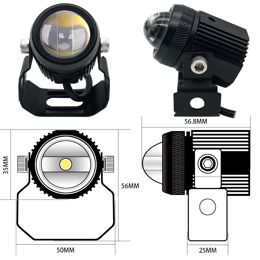 

New For Motorcycle,SUV, ATV, Truck, Electric Bicycle, Yacht 30W Headlight High Low Beam Fog Light White Yellow Led Working Light