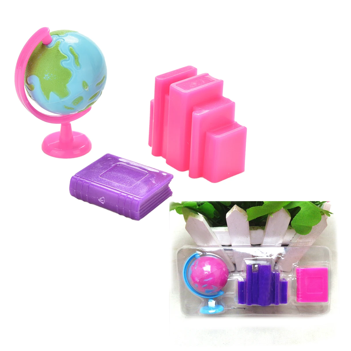 

3 Pcs/set Globe Books Accessories For Accessories Doll House Decoration Toy Dollhouse Miniature Plastic