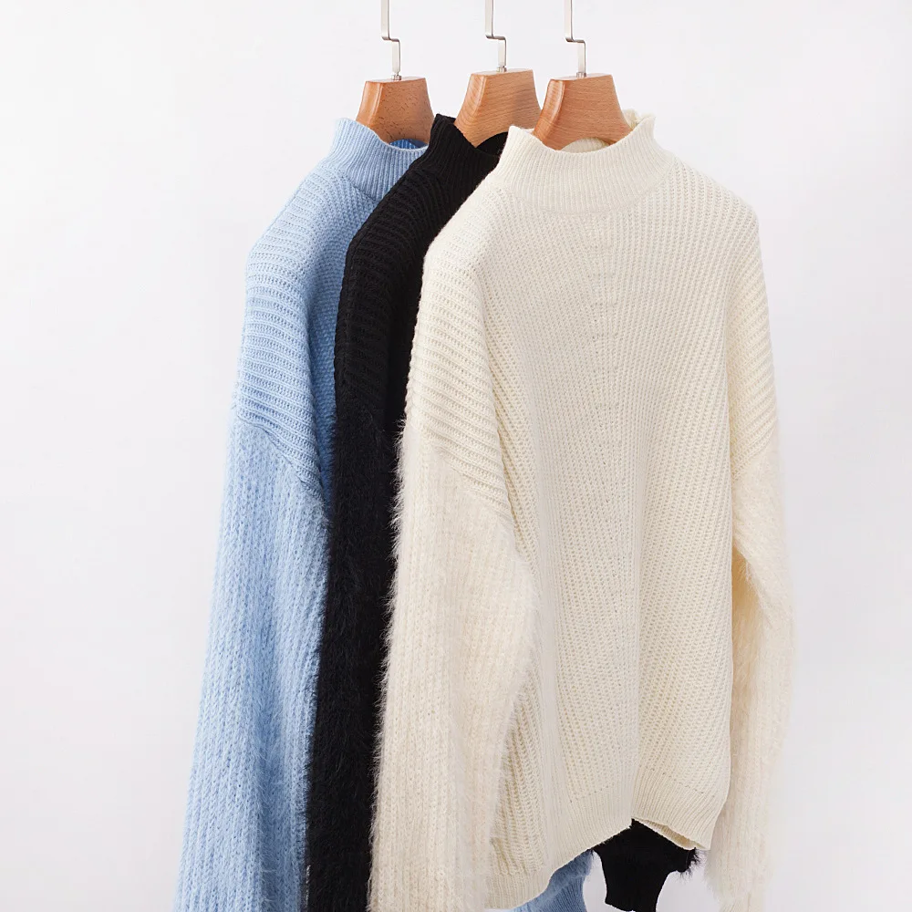 

2020 New Women Spring Winter Winter Women's Loose Long Sleeve O-Neck Korean Knit Sweater Coat Thin Winter Women Solid Sweater