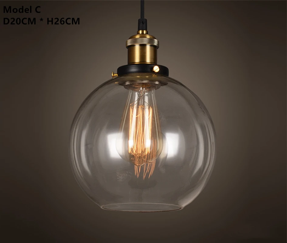 Industry style glass pendant light loft hanging lighting simple | Освещение