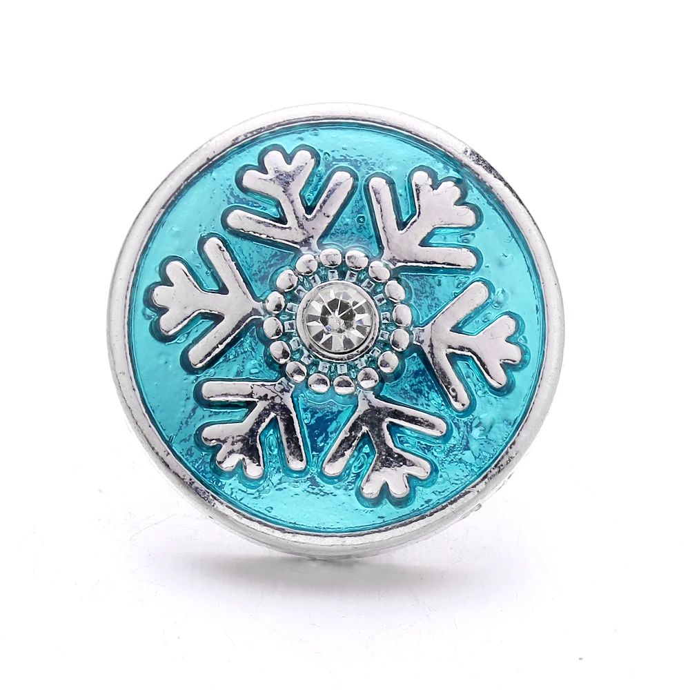 

Snap Jewelry Enamel Rhinestone Snowflake 18mm Ginger Snap Button DIY Bracelet Necklace Jewelry Making ACC for Women Christmas