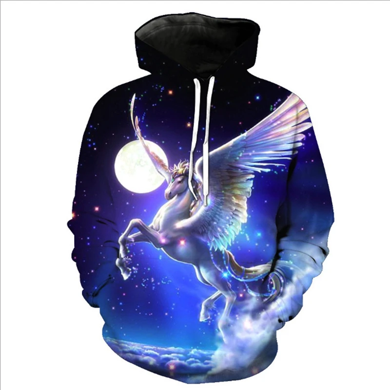 

2021 spring and autumn new snow lion roar 3D digital printed sweater European and American fashion street casual Hoodie men