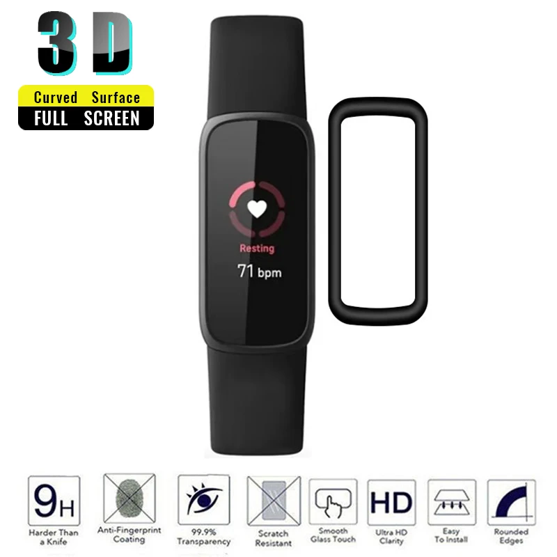 Защитная пленка для экрана умных часов Fitbit Luxe - ультратонкая HD-прозрачная пленка с мягким 3D изогнутым краем для полной защиты экрана.