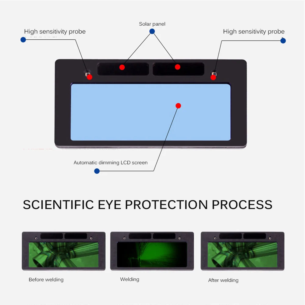 

1PC Solar Powered Auto Darkening Welding Goggle Safety Protective Welding Glasses Auto Darkening Black Anti-glare Eyes Goggle
