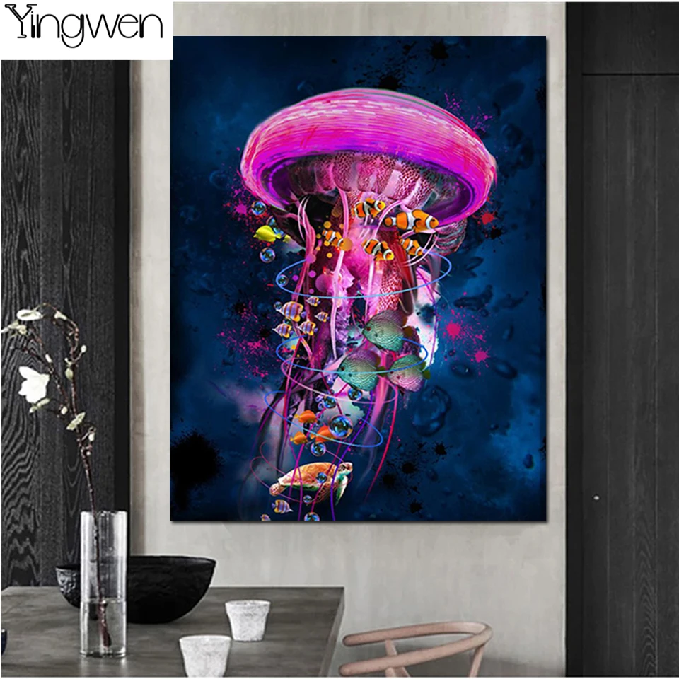 

NEW Diamond Painting Fantasy Jellyfish Full Diamond Embroidery Fish Pictures Mosaic Rhinestone Sea Animals Home Decor Wall Art