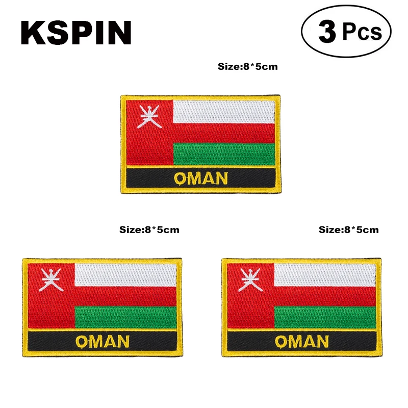 Оман прямоугольной формы флаг патчи Вышитый Флаг нашивки с национальным флагом