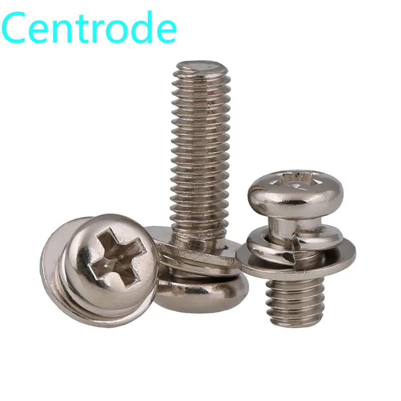 

Никелированная поперечная головка, три комбинированных винта с круглой головкой, три комбинированных винта M2 M2.5 M3 M4 M5 M6 spot 10 шт.