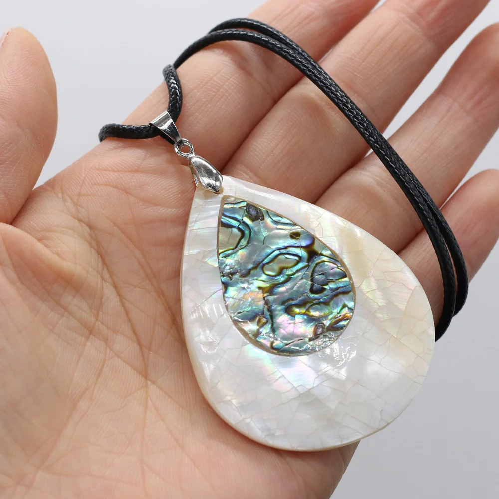 

Charm New 100% Simple Drop Shape Freshwater Abalone Shell Pendant Necklace Men Women Daily Banquet Wear Exquisite Holiday Gifts