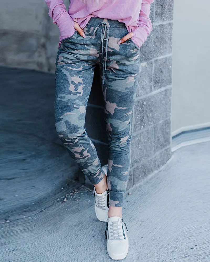 

2021 New autumn camouflage printed casual sports pants for women