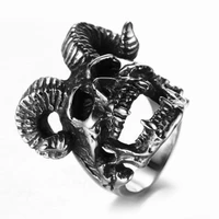new exaggerated skull head claw horn shape ring mens ring metal exaggerated scary skull ring accessories party jewelry