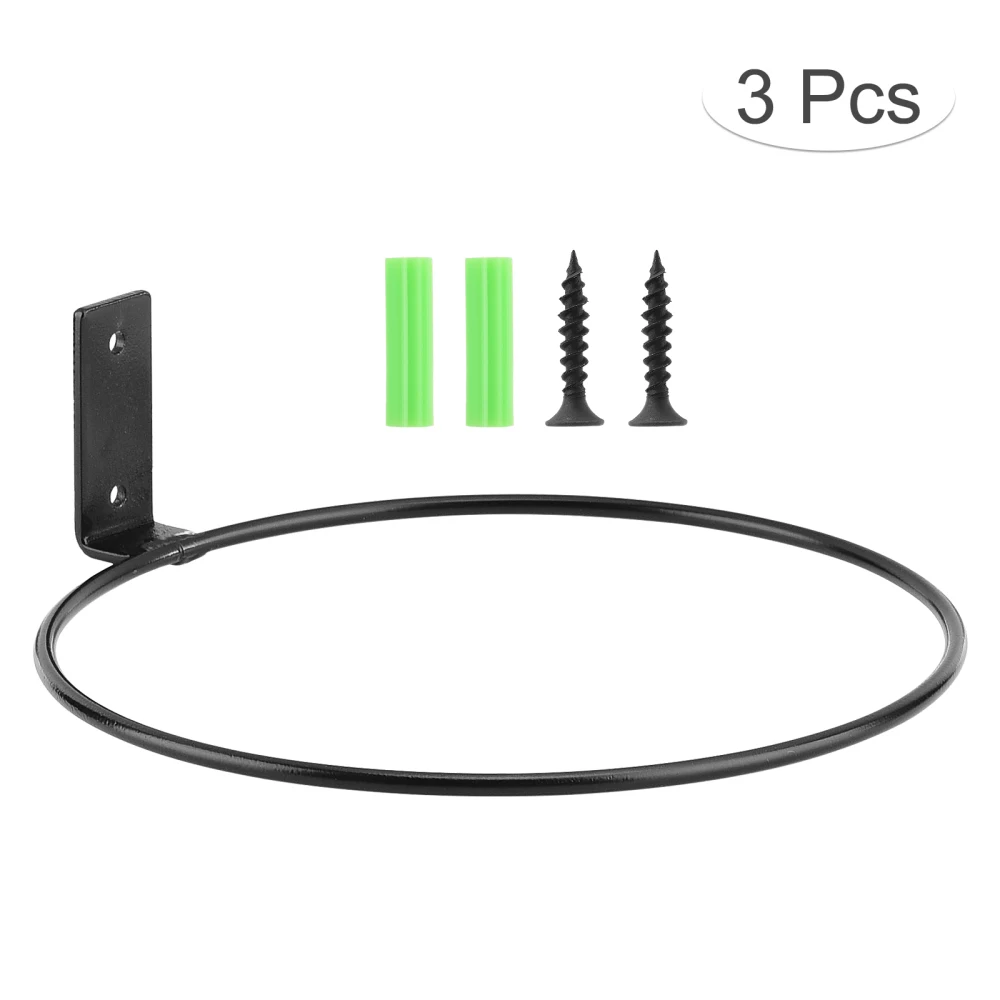 

Flower Plant Holder Ring Wall Planter Hook 4 / 6 / 8 Inch Metal Gardening Tools 3pcs 3 Pack Black Rings