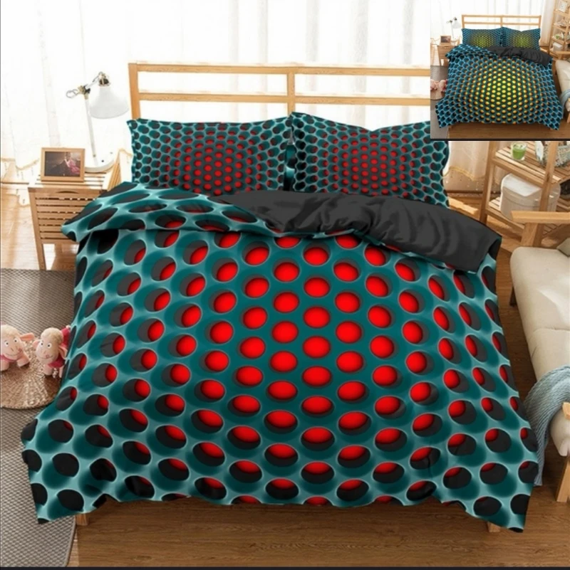 

3D Printed Dense hole pattern duvet cover set 2/3Pcs with PillowCase Bedding Sets Single Twin Full Queen King Size (No padding)