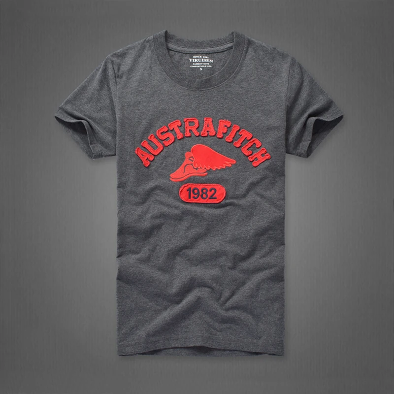 Мужские футболки с коротким рукавом 100% хлопковая вышивка логотипа облегающие